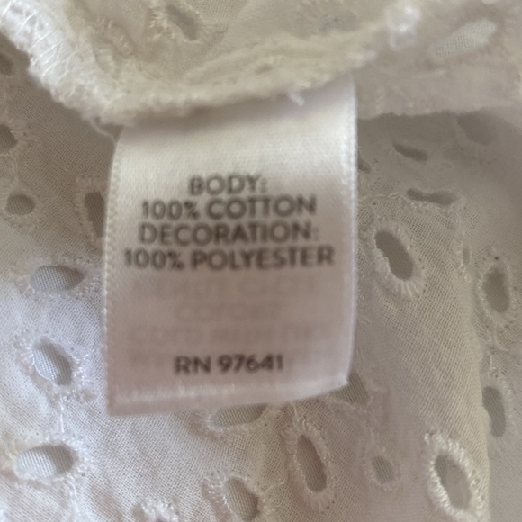 J. Jill White Eyelet Lace Split V-Neck 3/4 Sleeve popover Top Women's Size Small - Picture 6 of 8